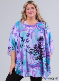Poncho WINGS chiffon print (M-0004-CHP) V02021-Aqua Purple