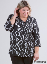 Comfy Button Flap Tunic (C-2504-PRINT) U33001-Simple Lines BW