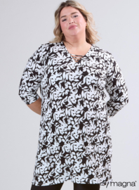 Relaxed V-Strap tunic (C-2320-VP) U19001-Small Leaves Black-White