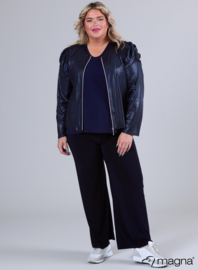 Kort Leather Look Puff Shoulder Jacket (K-2401-LL) 017-Navy