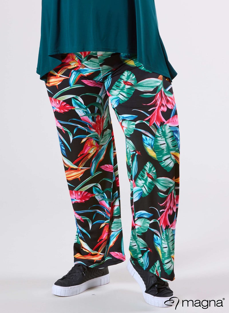 Broek Basic (D-03-PR) T68038-Big Leaves Green-Red