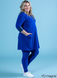V-nek tuniek met print afwerking langs hals en mouwen (C-2220) 060-Royal Blue