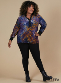 Stretchy Chiffon Blouse (ZF-BL-1001-CHP)  V91059 Circles Tie Dye Purple