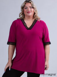 Wide Lace Detail A-Line Shirt (B-2423) 056SQR-Magenta Square