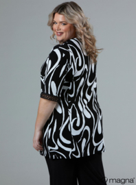 Wide Lace Detail A-Line Shirt (B-2423-VP) V710001-Swirl Black-White