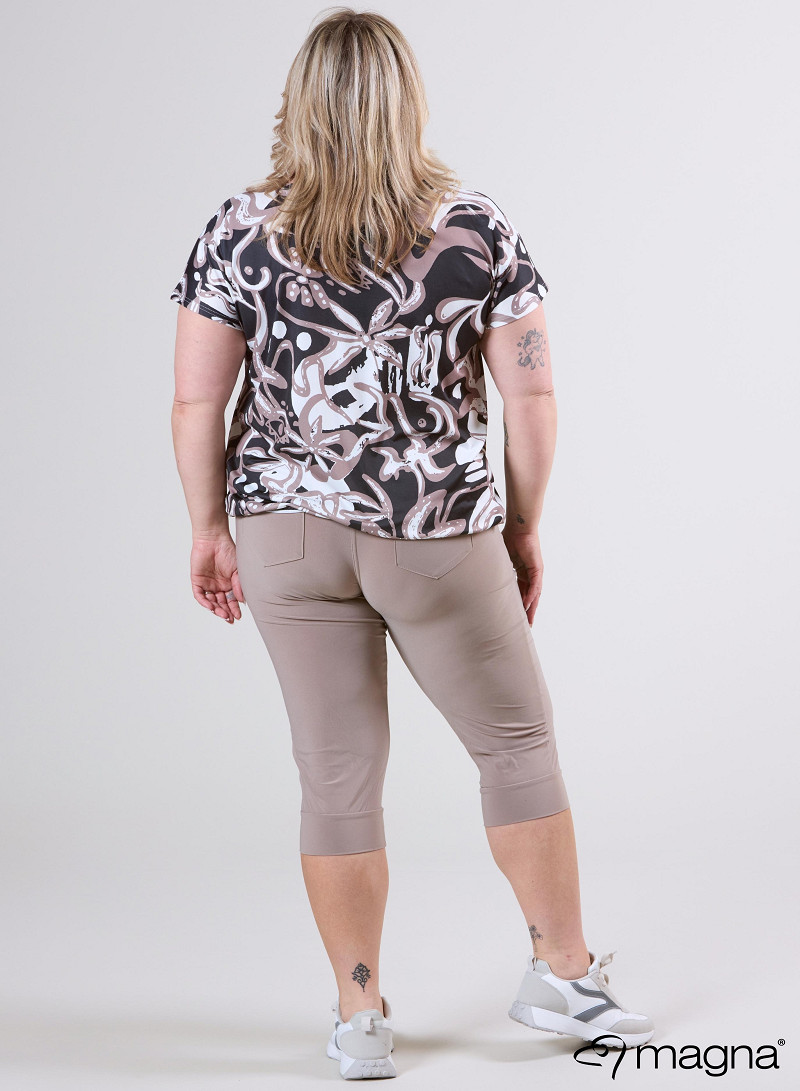 Simple Elastic Band Shirt (A-2502-PRINT) U24014-Groovy Sand