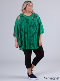 Poncho WINGS chiffon print Burnout Roses (M-0004-CHPR-BR) 058-Brazil Green