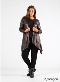 Leather Look Bolero lange mouw (A-74) 064-Donker Bruin