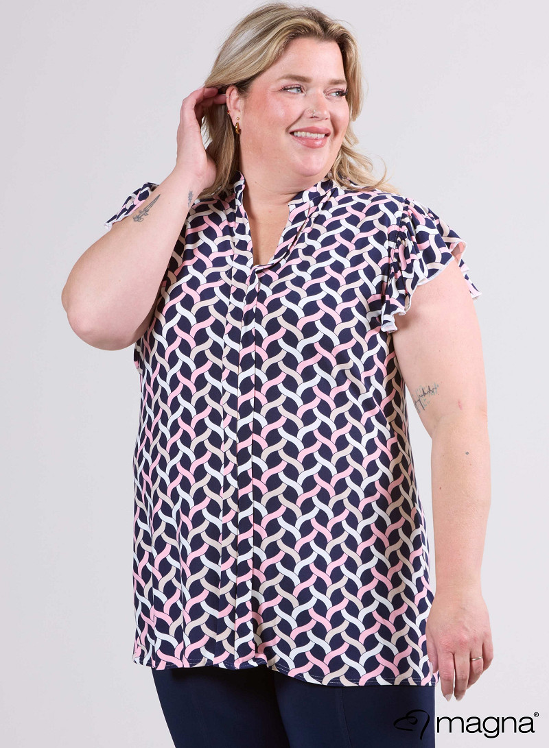 Sleeveless Frill Tunic (C-2305-PR) T72005-Woven Pink-Sand