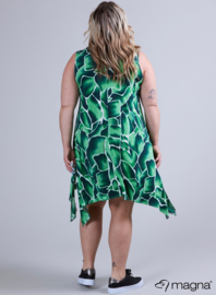 A-Shaped Sleeveless Split Dress (C-2323-PRINT) V12058-Soft Pebbles Green