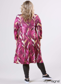 Long A-Line Tunike-Dress (C-2130-PRINT) T69032-Autumn Leaves Wine Red