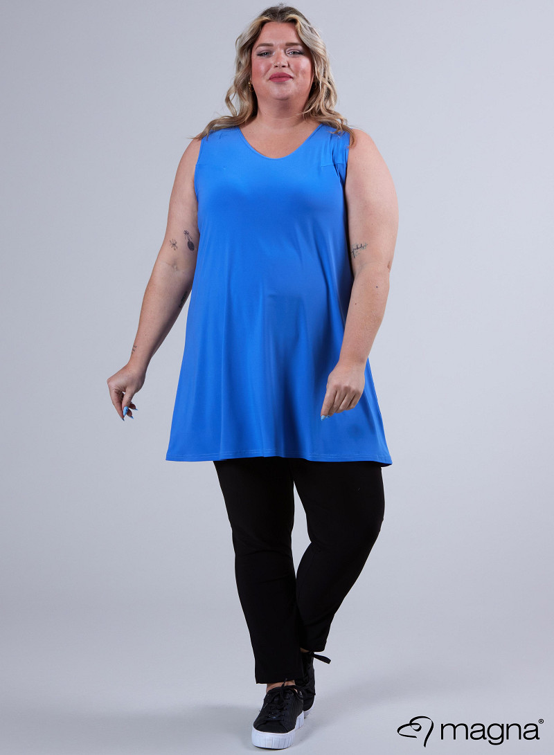 A-Line Sleeveless tunic/top (A-2302-SOLID) 071-Dark Sky Blue