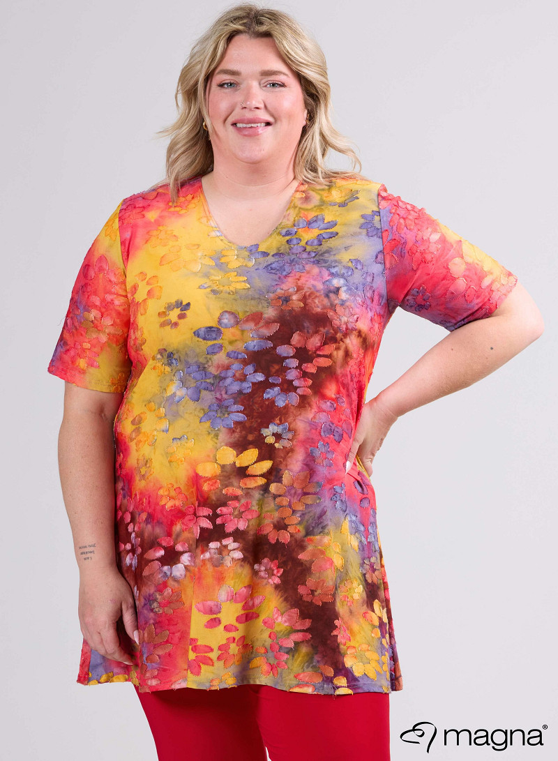 A-Line Short Sleeve Shirt (B-2508-MSH) T76076-Daisy Red-Yellow