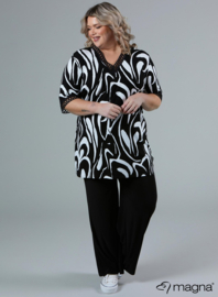 Wide Lace Detail A-Line Shirt (B-2423-VP) V710001-Swirl Black-White