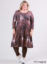 Long A-Line Tunike-Dress (C-2130-PRINT) T70064-Pebbles Waves Brown