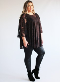 Poncho WINGS chiffon print Burnout Roses (M-0004-CHPR-BR) 064-Bruin