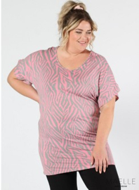 Oversized Shirt (ME-TU-1015) Y-02005-Graphical Zebra Pink