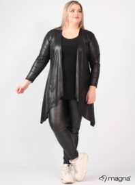 Leather Look Bolero lange mouw (A-74) 001-Zwart