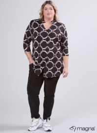 Button Tunic V-Shaped Neckline (C-2506-PR) U38001-Ring Black