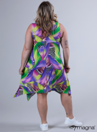 A-Shaped Sleeveless Split Dress (C-2323-PRINT) V11021-Pastel Waves Purple