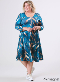 Long A-Line Tunike-Dress (C-2130-PRINT) T69048-Autumn Leaves Petrol