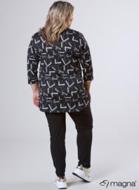 Button Tunic V-Shaped Neckline (C-2506-PR) U29001-Arrow Sketch Black