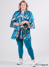 Flared Sleeves Relaxed Tunic (C-2503-PRINT) T69048-Autumn Leaves Petrol