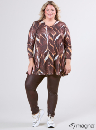 Long Sleeve A-Line Tunic (B-2401-PRINT) T69064-Autumn Leaves Brown