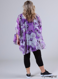 Poncho WINGS chiffon print (M-0004-CHP) V06021-Big Flower Purple