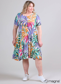 Long A-Line Dress (C-2203-PRINT) T90019-Summer Jungle Orang-Purple
