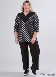 V-Pleated Shirt (B-2501-PRINT) 411001-Medium Polka
