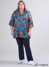 Flared Sleeves Relaxed Tunic (C-2503-PRINT) U28060-Paradise Flower Blue