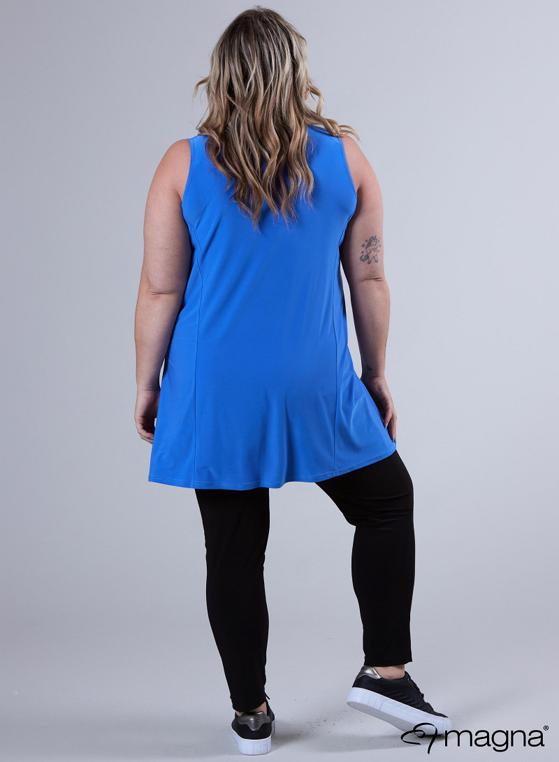 A-Line Sleeveless tunic/top (A-2302-SOLID) 071-Dark Sky Blue