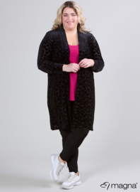 Open Front Loose Cardigan (N-2201-VVP) T35001-Flocked Block black