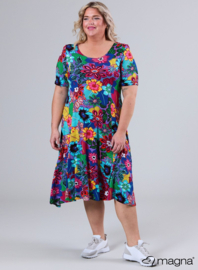 Long A-Line Dress (C-2203-VP) V45021-Painting Flower Aqua-Purple