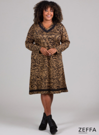 V-Element Dress (ZF-DR-1008-HVP) U73061-Scribble Waves Taupe