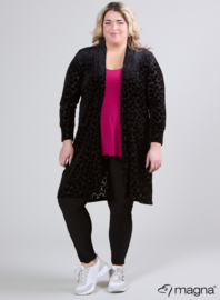 Open Front Loose Cardigan (N-2201-VVP) T35001-Flocked Block black
