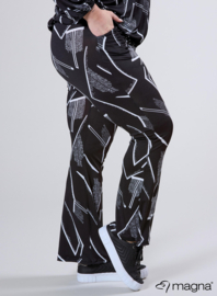 Relaxed Pocket Flared Pants (D-2403-PRINT) U30001-Triangle Sketch Black