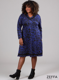 V-Element Dress (ZF-DR-1008-HVP) U73060-Scribble Waves Blue