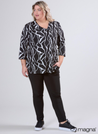 Comfy Button Flap Tunic (C-2504-PRINT) U33001-Simple Lines BW