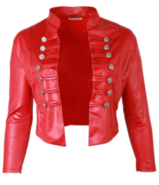Kort Leather Look Jasje met 2 rijen knopen (K-5002-LL) 015-Rood