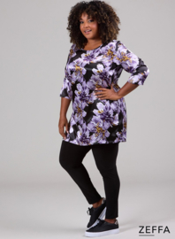 Simple Tunic  (ZF-TU-1005-SLK) U68021-Brushed Flower Purple