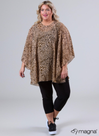 Poncho WINGS chiffon print (M-0004-CHP) V03061-Small Leo Taupe