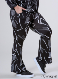 Relaxed Pocket Flared Pants (D-2403-PRINT) U30001-Triangle Sketch Black
