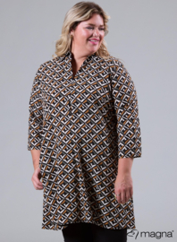 Tuniek met zakken (C-9003-LVIS-print) U82031-Retro Mozaic Khaki/Rust