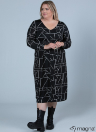 Long Dress with pleaded waist (C-2215-PR) X77001-Geo Lines