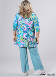 Lange basic shirt (B-6004-PRINT) T39008-Flowing Canvas Lime-Pink