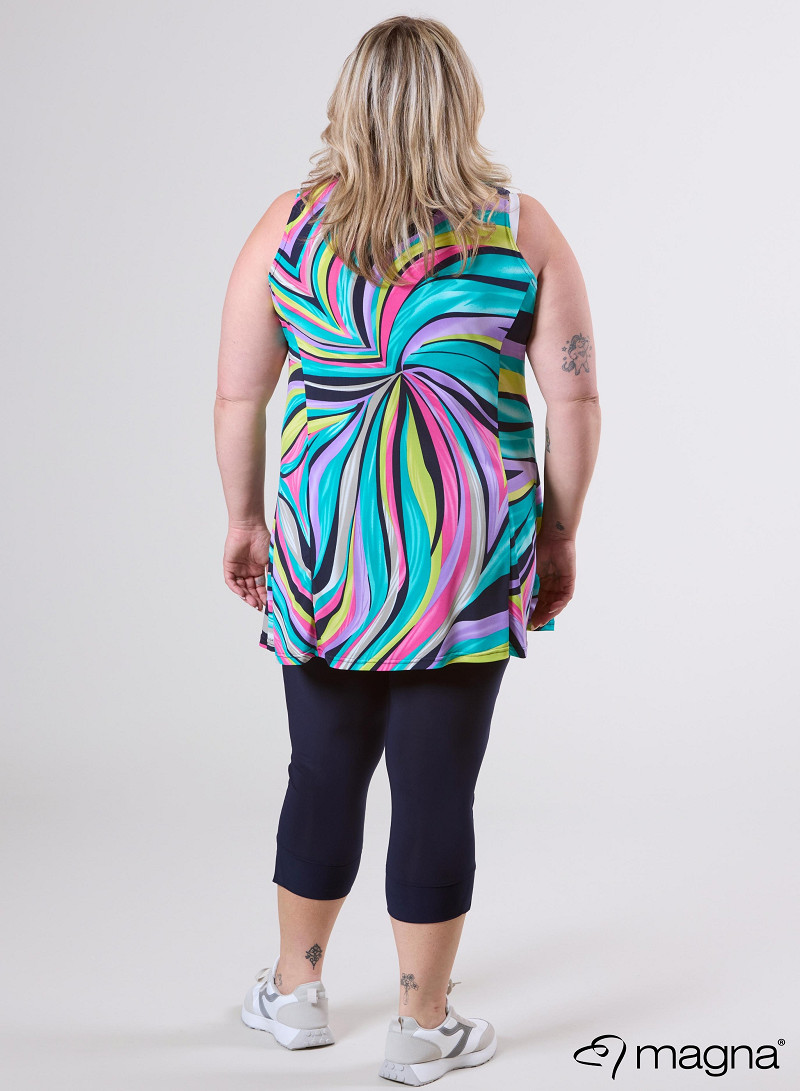A-Line Sleeveless tunic/top (A-2302-PRINT) T73017-Rainbow Waves