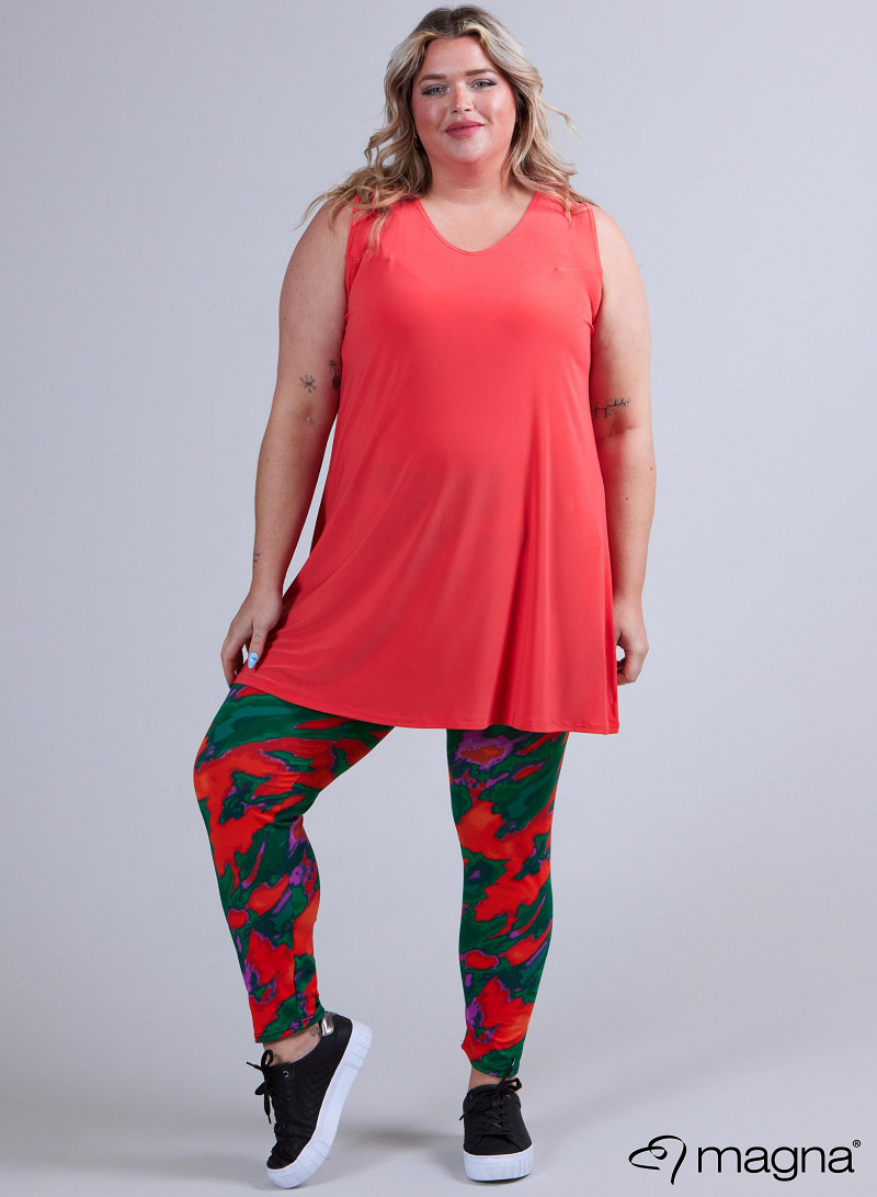 A-Line Sleeveless tunic/top (A-2302-SOLID) 066-Coral