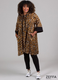 Oversized Long Hoody-Tunic (ZF-SW-1001-HVPN) U75065-Dotted Animal Ochre